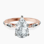 14ct Rose Gold Sheryl Marquise Side Stone Lab Diamond Ring front image