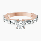 14kt Rose Gold Gizele Tapered Side Stone Lab Diamond Ring front image