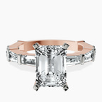 14kt Rose Gold Gizele Tapered Side Stone Lab Diamond Ring front image