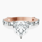 18ct Rose Gold Gizele Tapered Side Stone Lab Diamond Ring front image