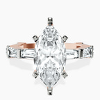 10kt Rose Gold Gizele Tapered Side Stone Lab Diamond Ring front image