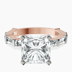 14kt Rose Gold Gizele Tapered Side Stone Lab Diamond Ring front image