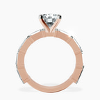 14ct Rose Gold Gizele Tapered Side Stone Lab Diamond Ring side right image one