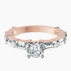 14kt Rose Gold Gizele Tapered Side Stone Lab Diamond Ring front image