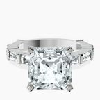 Platinum Gizele Tapered Side Stone Lab Diamond Ring front image