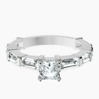 Platinum Gizele Tapered Side Stone Lab Diamond Ring front image