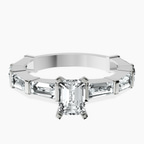 Platinum Gizele Tapered Side Stone Lab Diamond Ring front image