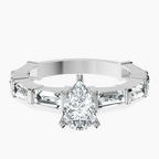 Platinum Gizele Tapered Side Stone Lab Diamond Ring front image