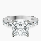 Platinum Gizele Tapered Side Stone Lab Diamond Ring front image