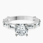 Platinum Gizele Tapered Side Stone Lab Diamond Ring front image