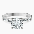 Platinum Gizele Tapered Side Stone Lab Diamond Ring front image
