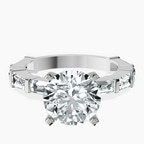 Platinum Gizele Tapered Side Stone Lab Diamond Ring front image