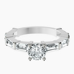Platinum Gizele Tapered Side Stone Lab Diamond Ring front image