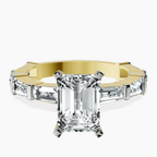 14ct Yellow Gold Gizele Tapered Side Stone Lab Diamond Ring front image