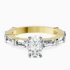 18kt Yellow Gold Gizele Tapered Side Stone Lab Diamond Ring front image