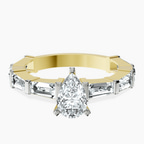 18kt Yellow Gold Gizele Tapered Side Stone Lab Diamond Ring front image