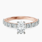 18kt Rose Gold Keziah Side Stone Princess Lab Diamond Ring front image