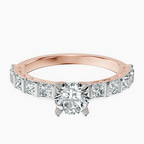14kt Rose Gold Keziah Side Stone Princess Lab Diamond Ring front image