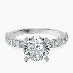 18ct White Gold Keziah Side Stone Princess Lab Diamond Ring front image