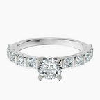 10kt White Gold Keziah Side Stone Princess Lab Diamond Ring front image
