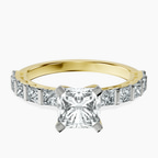 18kt Yellow Gold Keziah Side Stone Princess Lab Diamond Ring front image