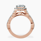 18kt Rose Gold Imperiella Halo Celtic Knot Lab Diamond Ring side right image one