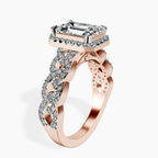 18kt Rose Gold Imperiella Halo Celtic Knot Lab Diamond Ring standing product image one