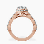 2.99 ct. oval Imperiella halo ring in 18kt rose gold side right image one