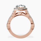 2.82 ct. round Imperiella halo ring in 18kt rose gold side right image one