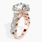 18kt Rose Gold Imperiella Halo Celtic Knot Lab Diamond Ring standing product image one