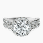 18ct White Gold Imperiella Halo Celtic Knot Lab Diamond Ring front image