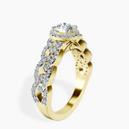 18kt Yellow Gold Imperiella Halo Celtic Knot Lab Diamond Ring standing product image one