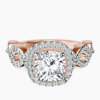 14ct Rose Gold Prestigia Criss Cross Halo Lab Diamond Ring front image