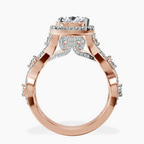 14ct Rose Gold Prestigia Criss Cross Halo Lab Diamond Ring side right image one