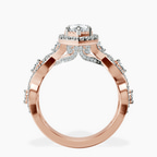 1.39 ct. marquise Prestigia criss cross halo ring in 18kt rose gold side right image one