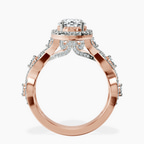 9ct Rose Gold Prestigia Criss Cross Halo Lab Diamond Ring side right image one