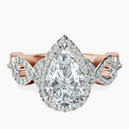 14ct Rose Gold Prestigia Criss Cross Halo Lab Diamond Ring front image