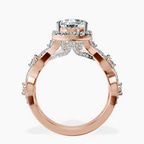 14ct Rose Gold Prestigia Criss Cross Halo Lab Diamond Ring side right image one