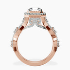 14ct Rose Gold Prestigia Criss Cross Halo Lab Diamond Ring side right image one