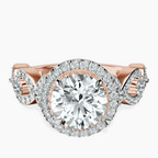 10kt Rose Gold Prestigia Criss Cross Halo Lab Diamond Ring front image