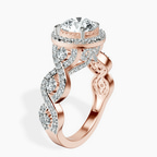 10kt Rose Gold Prestigia Criss Cross Halo Lab Diamond Ring standing product image one