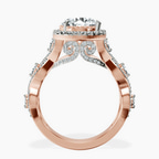 10kt Rose Gold Prestigia Criss Cross Halo Lab Diamond Ring side right image one