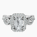 18ct White Gold Prestigia Criss Cross Halo Lab Diamond Ring front image