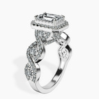 18ct White Gold Prestigia Criss Cross Halo Lab Diamond Ring standing product image one