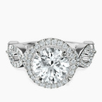 18kt White Gold Prestigia Criss Cross Halo Lab Diamond Ring front image