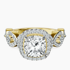 18kt Yellow Gold Prestigia Criss Cross Halo Lab Diamond Ring front image