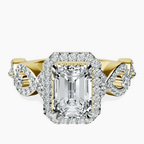 18kt Yellow Gold Prestigia Criss Cross Halo Lab Diamond Ring front image