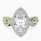 18kt Yellow Gold Prestigia Criss Cross Halo Lab Diamond Ring front image