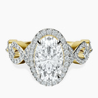 18kt Yellow Gold Prestigia Criss Cross Halo Lab Diamond Ring front image
