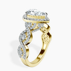 18kt Yellow Gold Prestigia Criss Cross Halo Lab Diamond Ring standing product image one